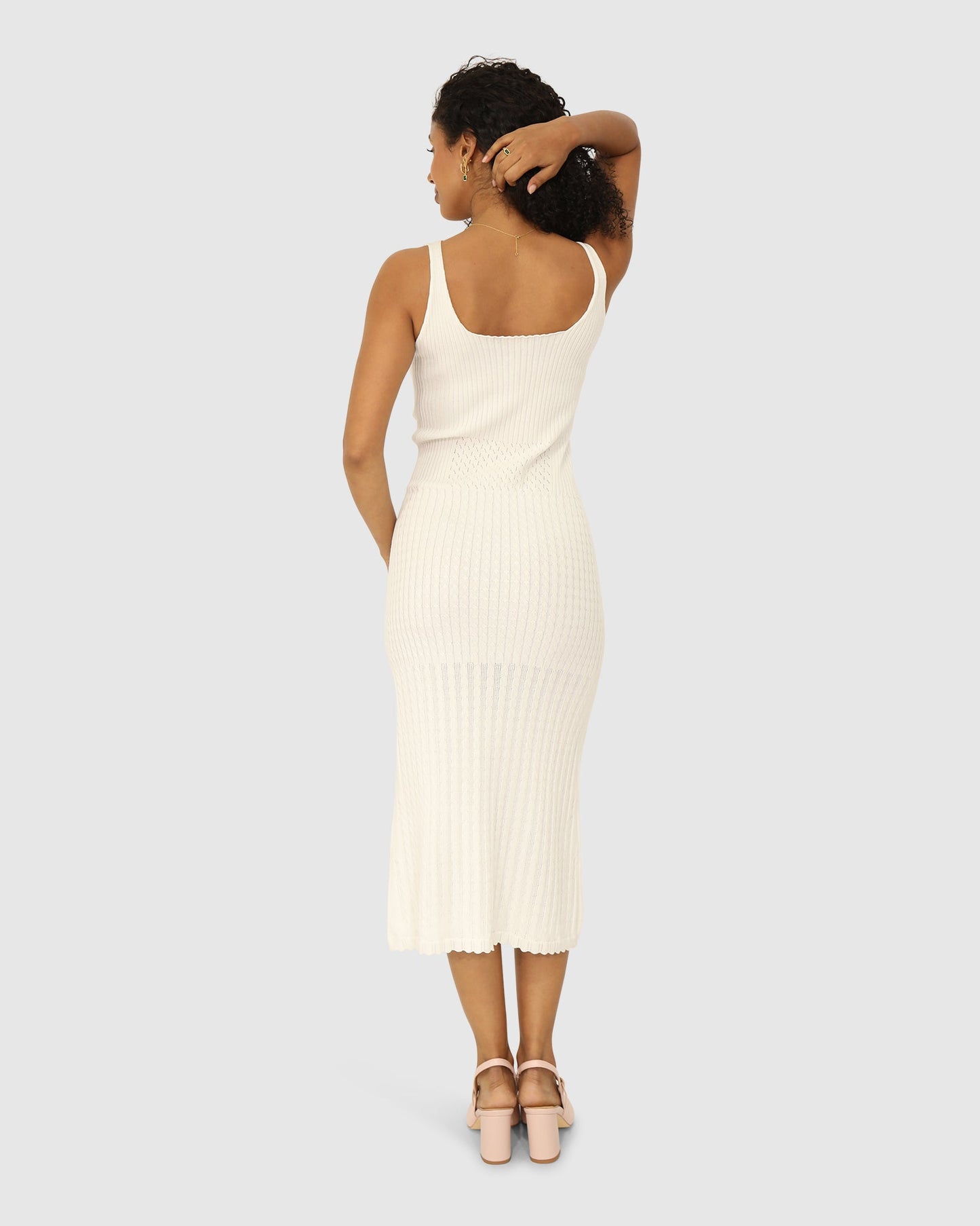 Sweet Nothings Midi Knitted Dress - White