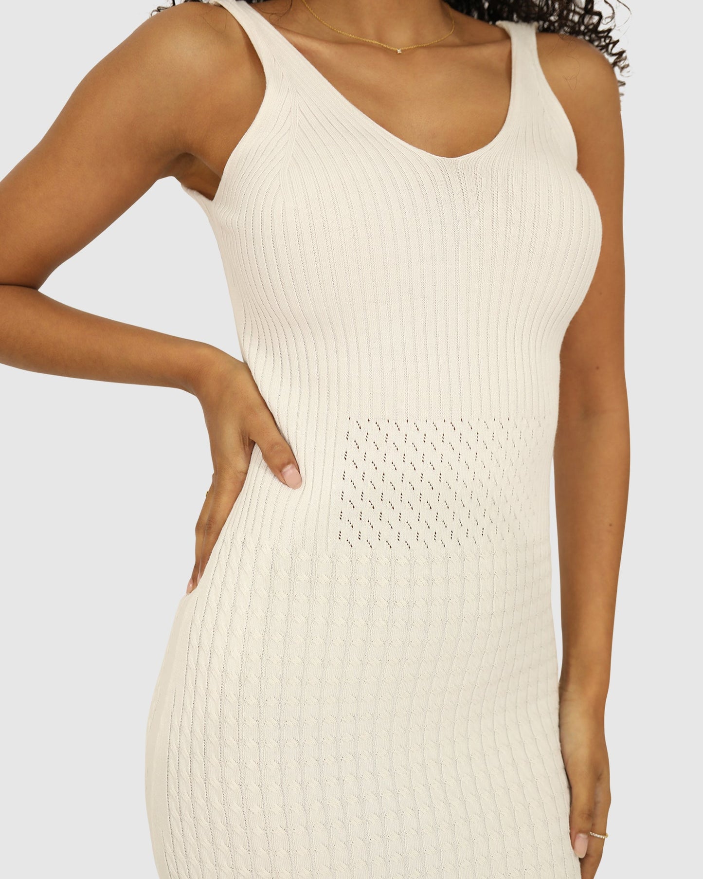 Sweet Nothings Midi Knitted Dress - White