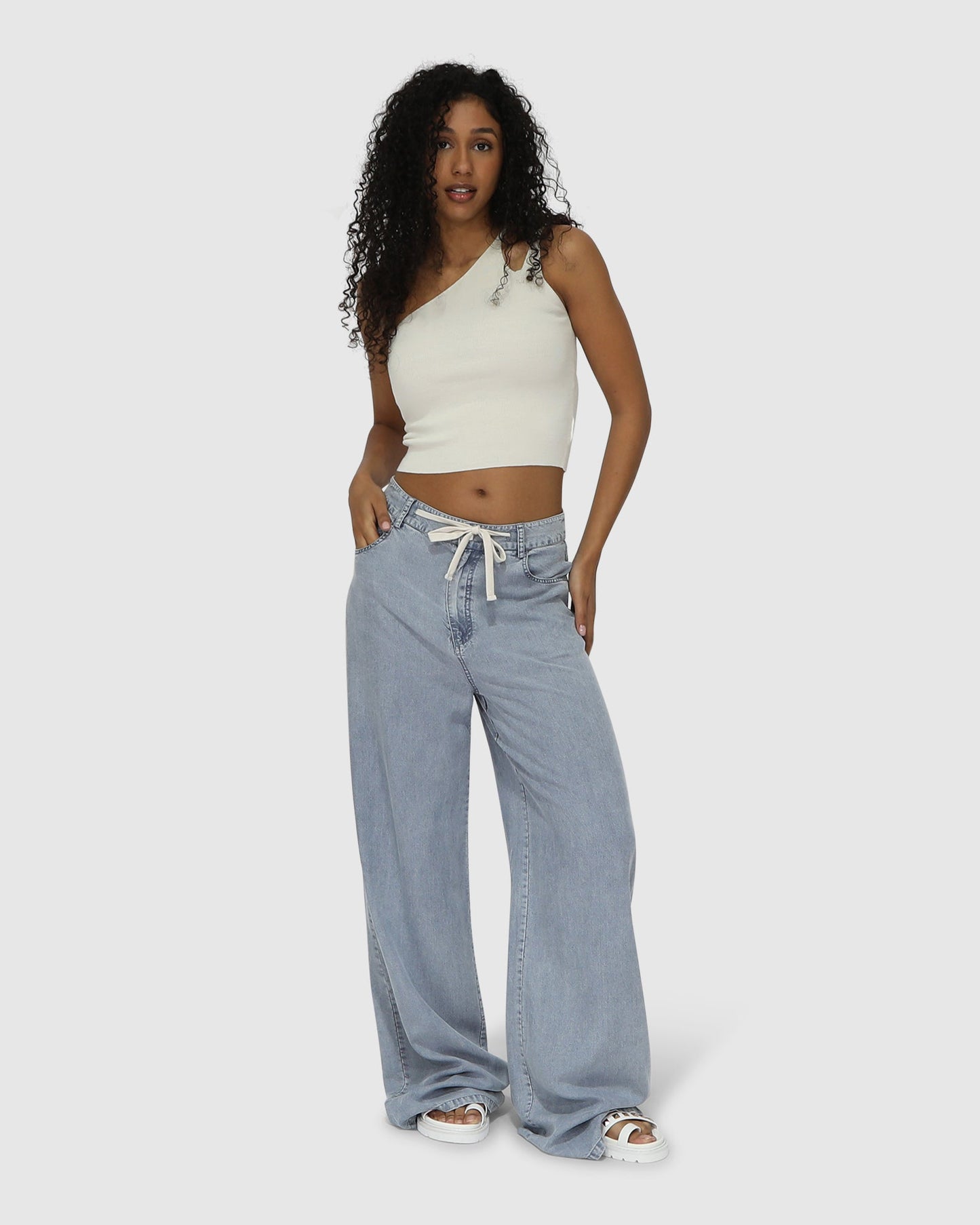 Set On You Wide Leg Pant - Stonewash