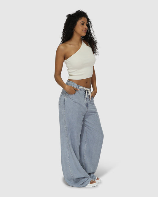 Set On You Wide Leg Pant - Stonewash