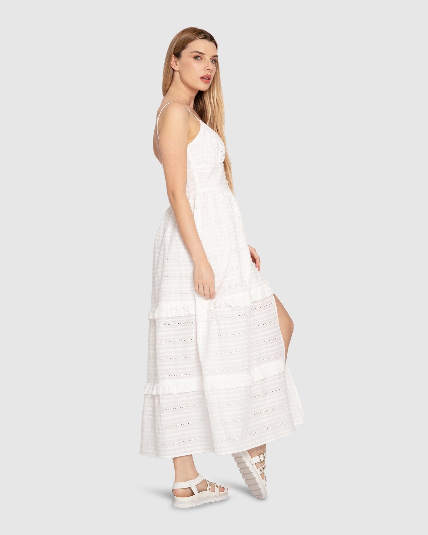 Superstition Tiered Maxi Dress - White