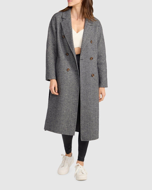 Standing Still Belted Coat - Charcoal