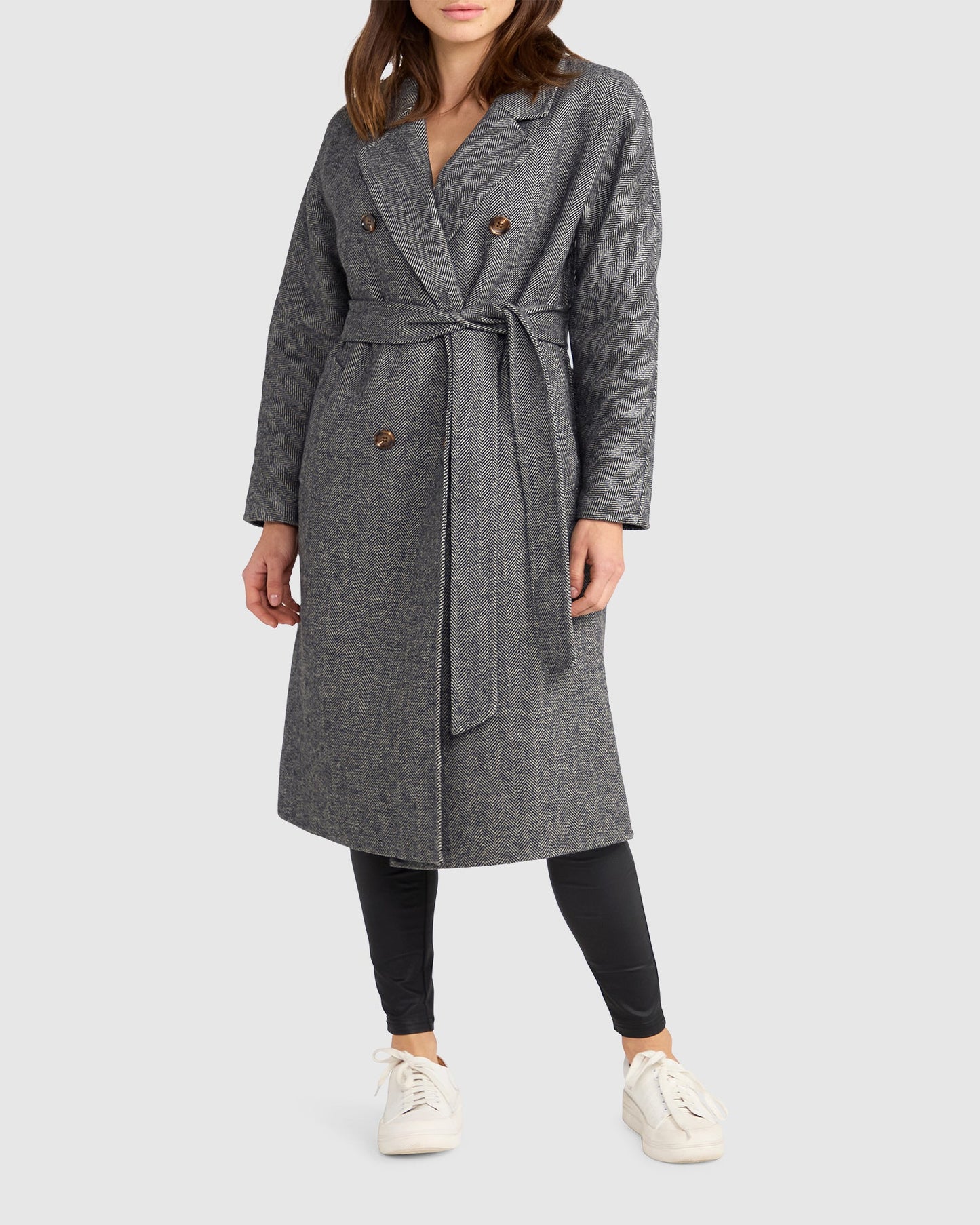 Standing Still Belted Coat - Charcoal