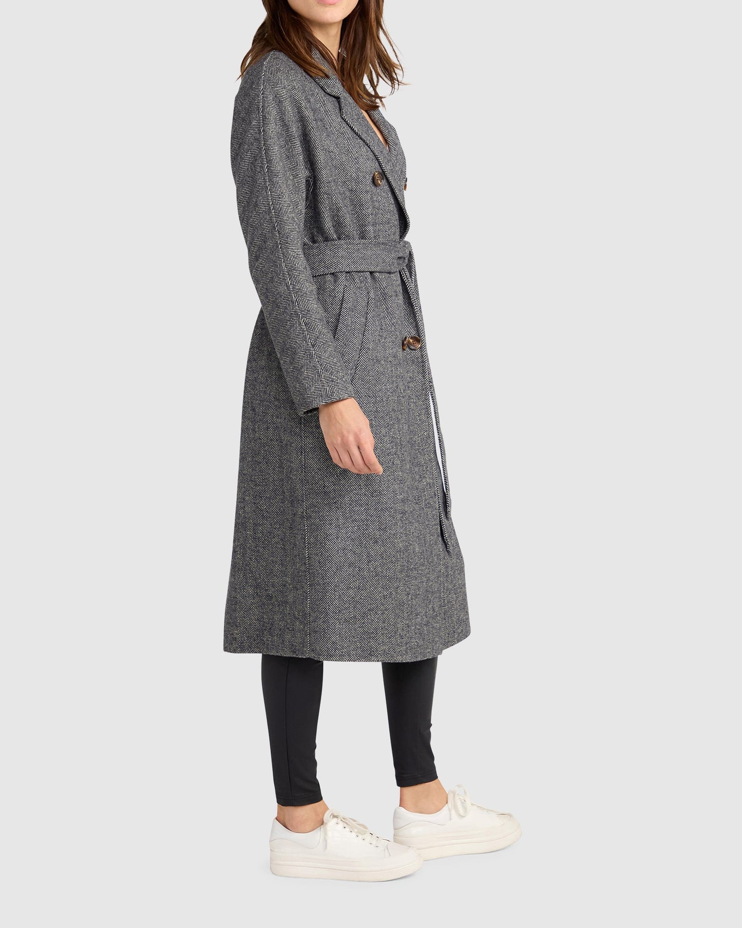 Standing Still Belted Coat - Charcoal