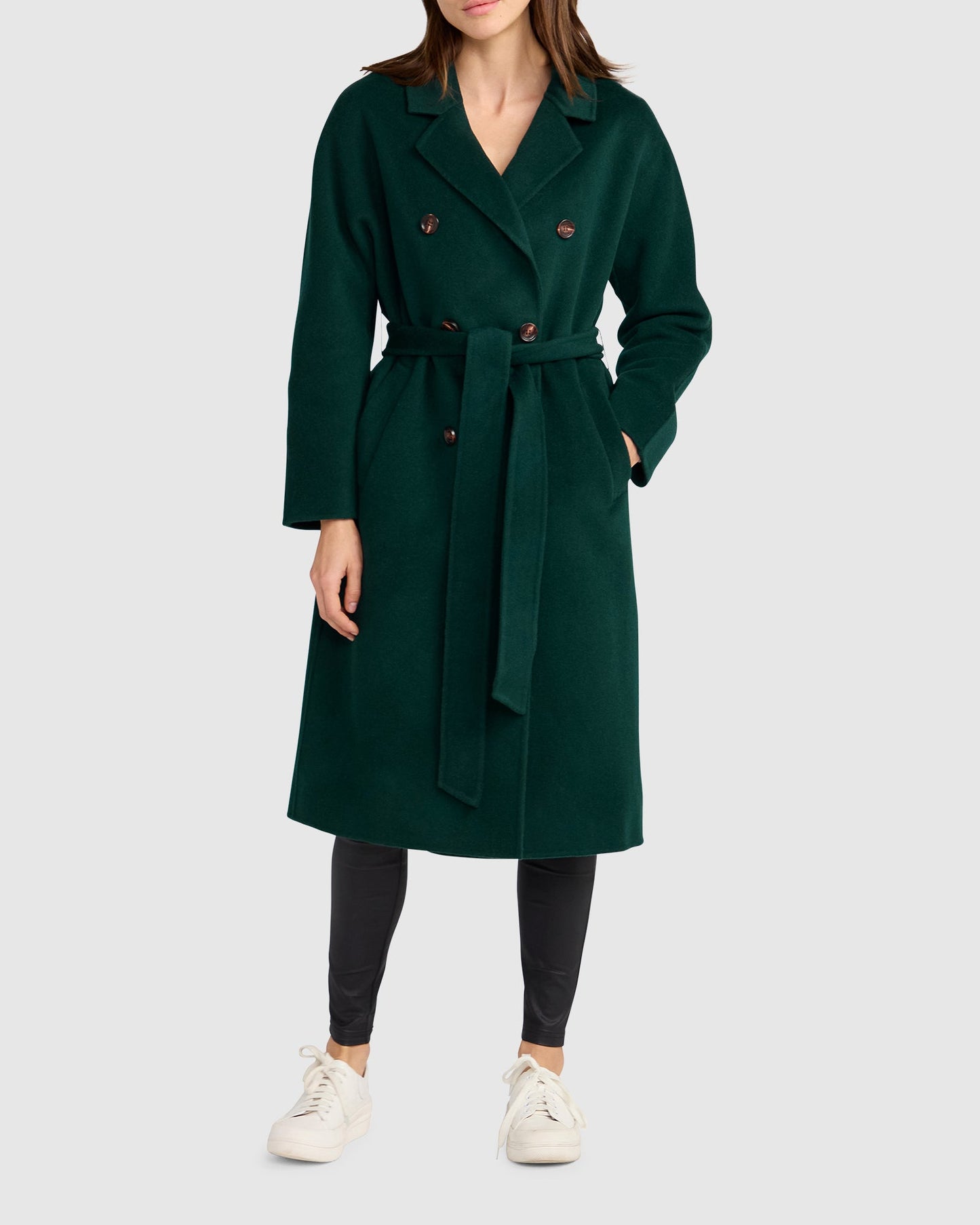 Standing Still Belted Coat - Dark Green