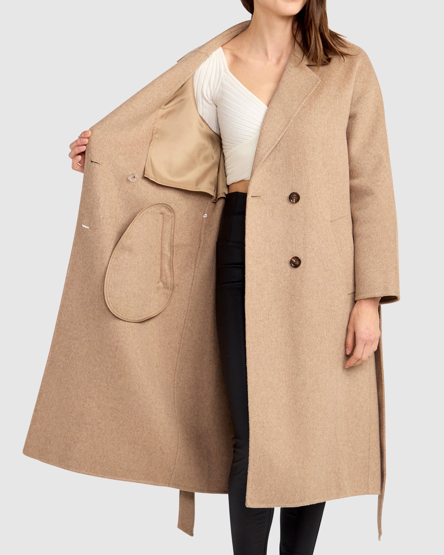 Standing Still Belted Coat - Oat