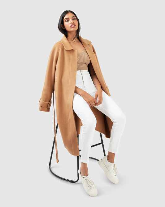 Shore To Shore Belted Wool Coat - Camel