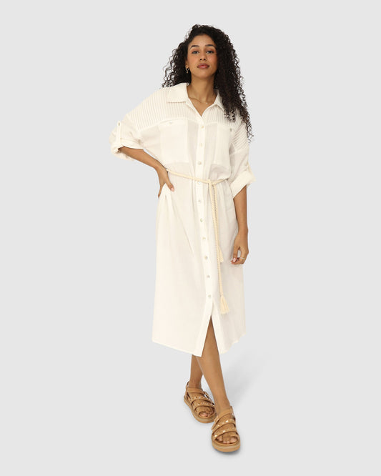 Seven Wonders Maxi Shirt Dress - White