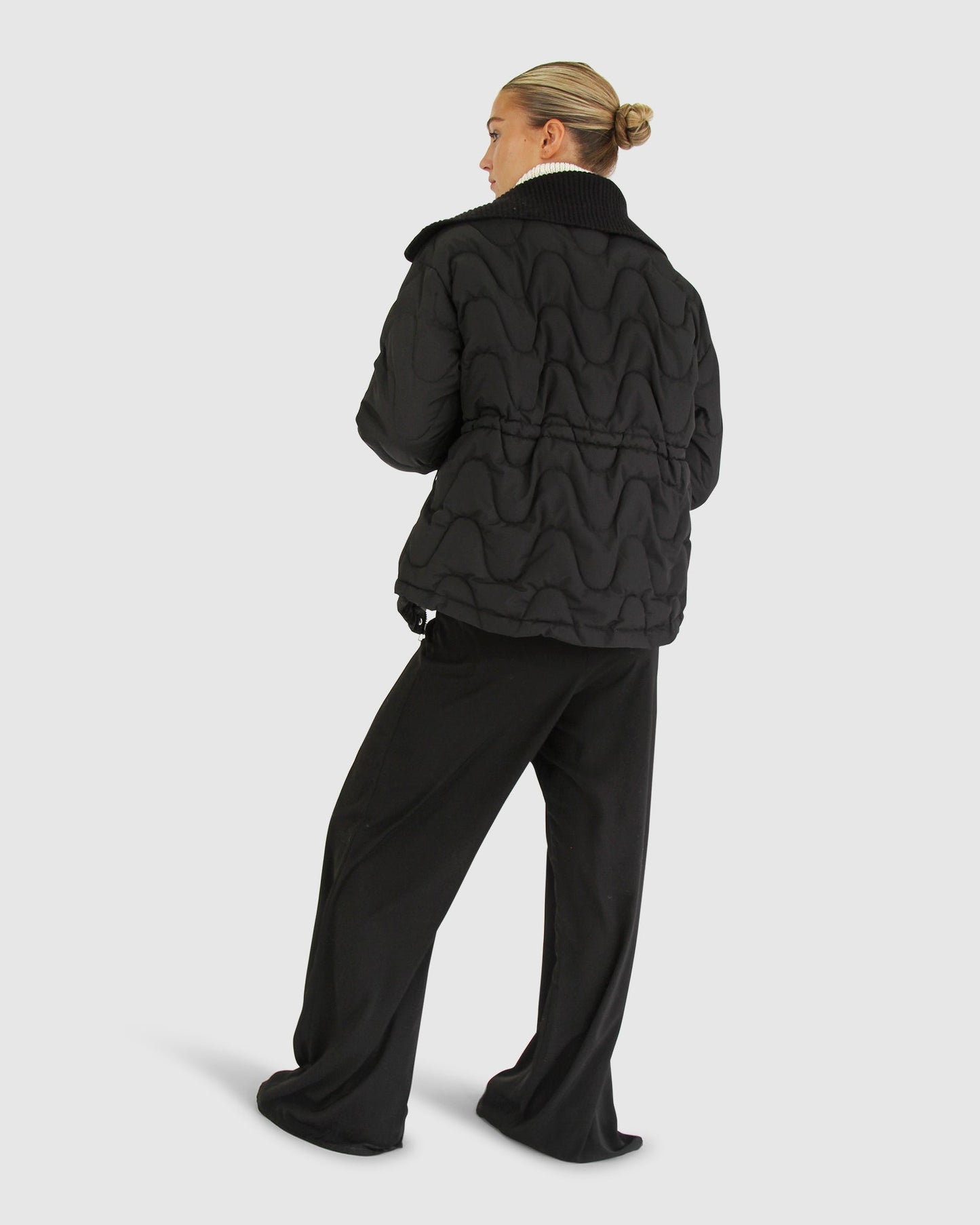 See You Again Quilted Jacket - Black