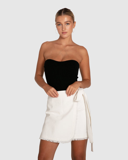 There She Goes Frayed Edge Skirt - Cream