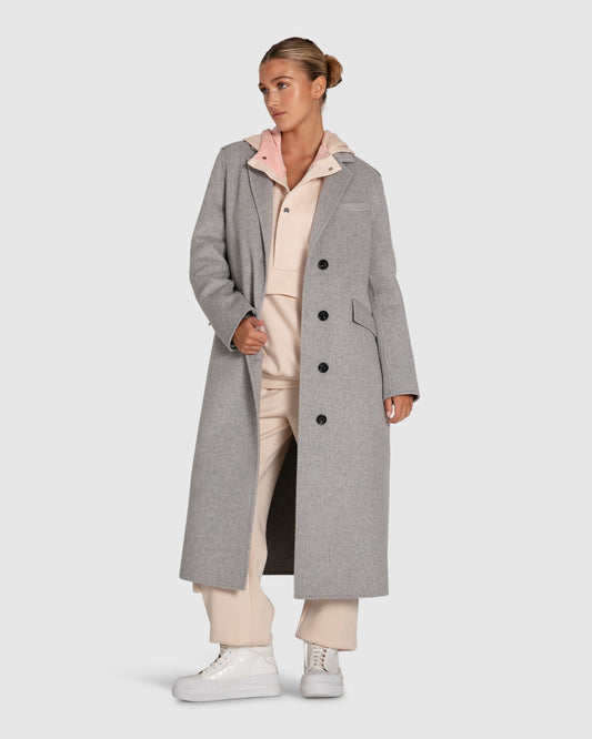 Tainted Love Longline Coat - Grey Marle