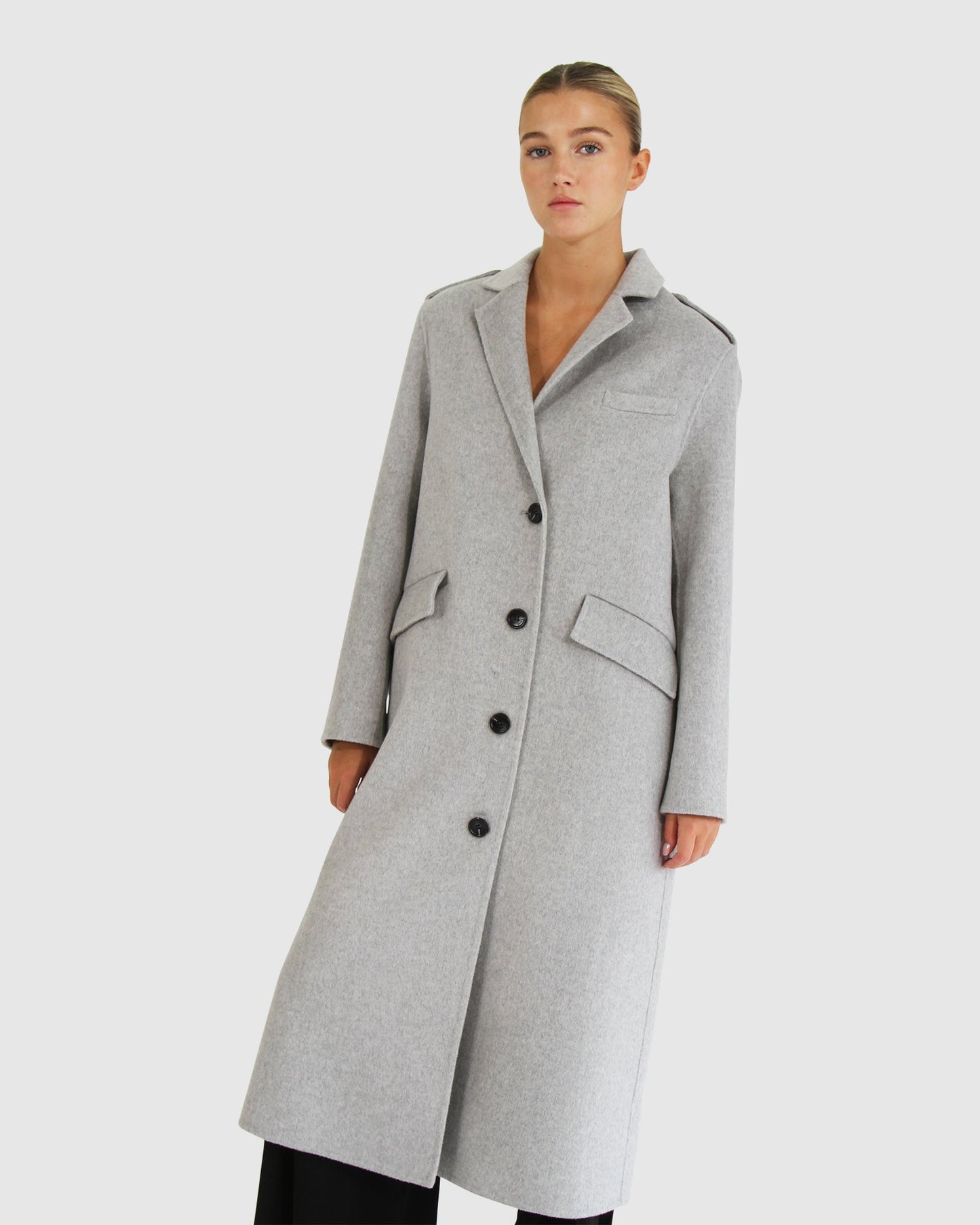 Tainted Love Longline Coat - Grey Marle