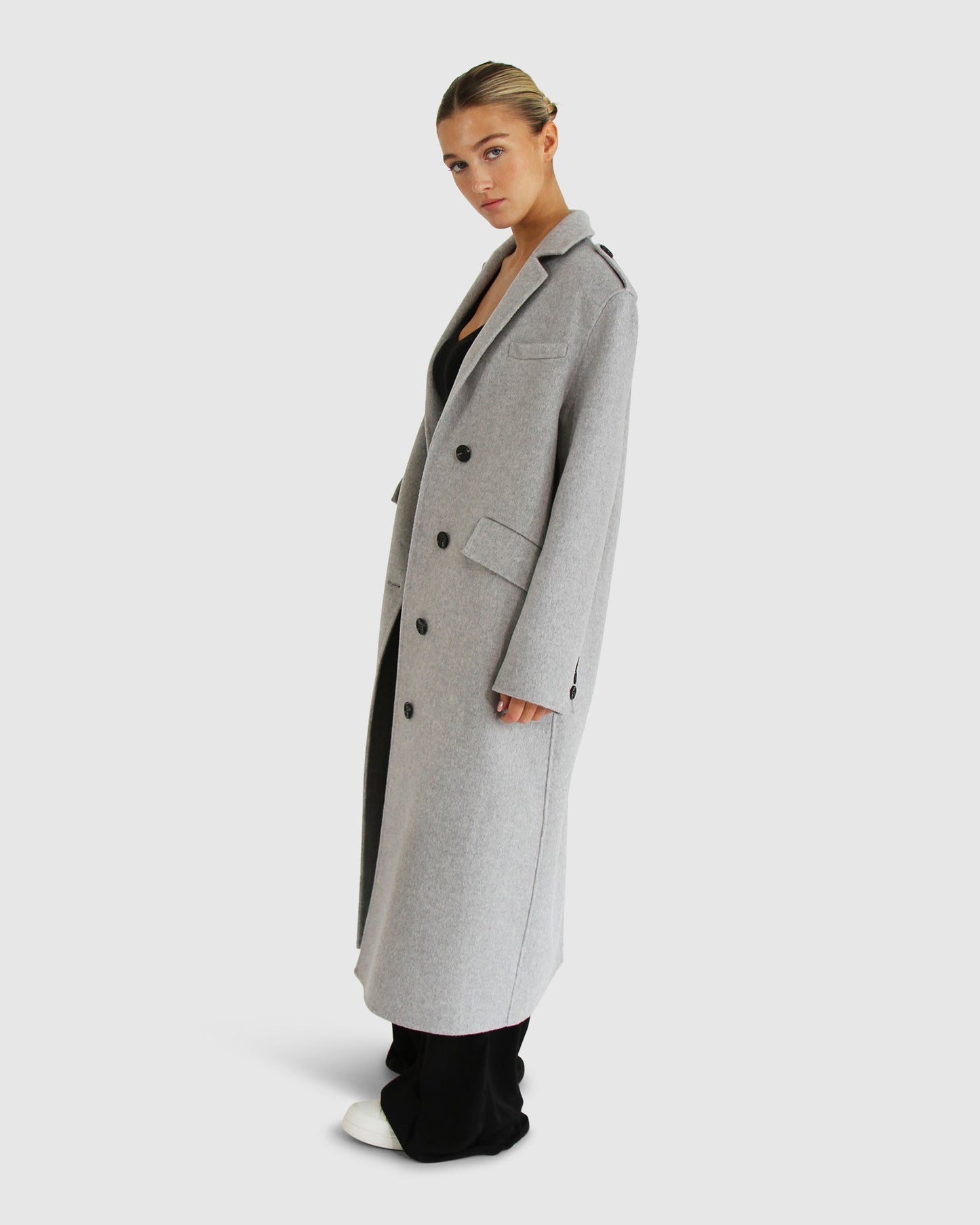 Tainted Love Longline Coat - Grey Marle