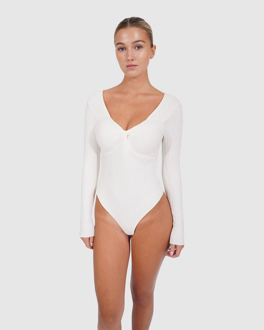 Think Twice Long Sleeve Bodysuit - Ivory