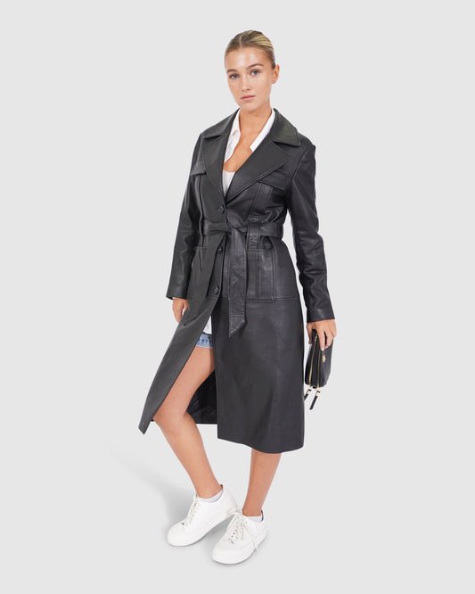 Unstoppable Leather Trench - Black