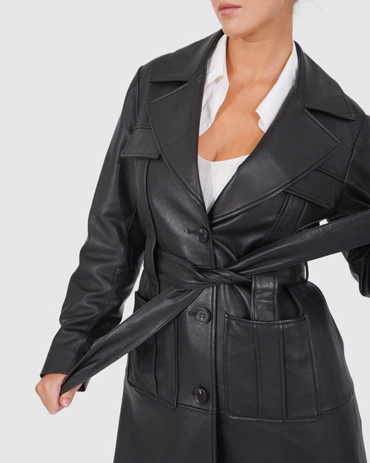 Unstoppable Leather Trench - Black