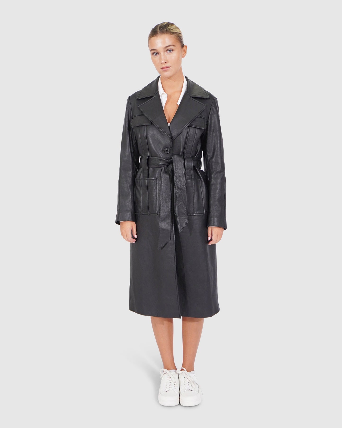 Unstoppable Leather Trench - Black