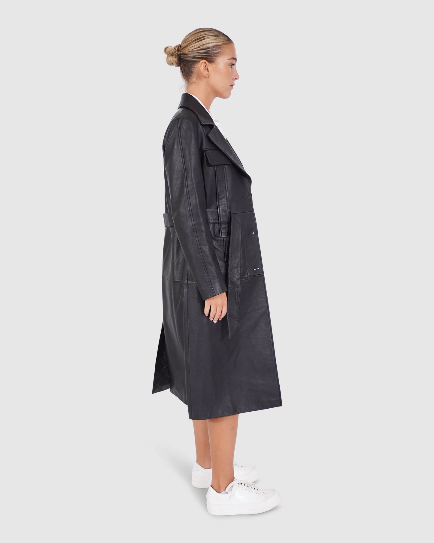 Unstoppable Leather Trench - Black