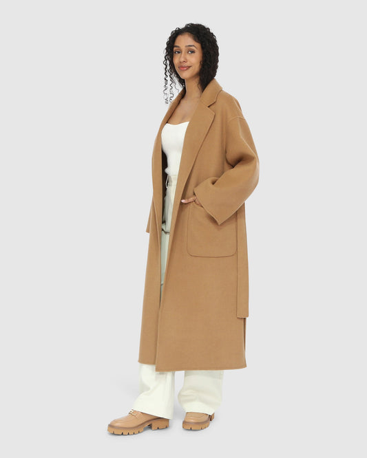 Wide Awake Split Hem Overcoat - Camel