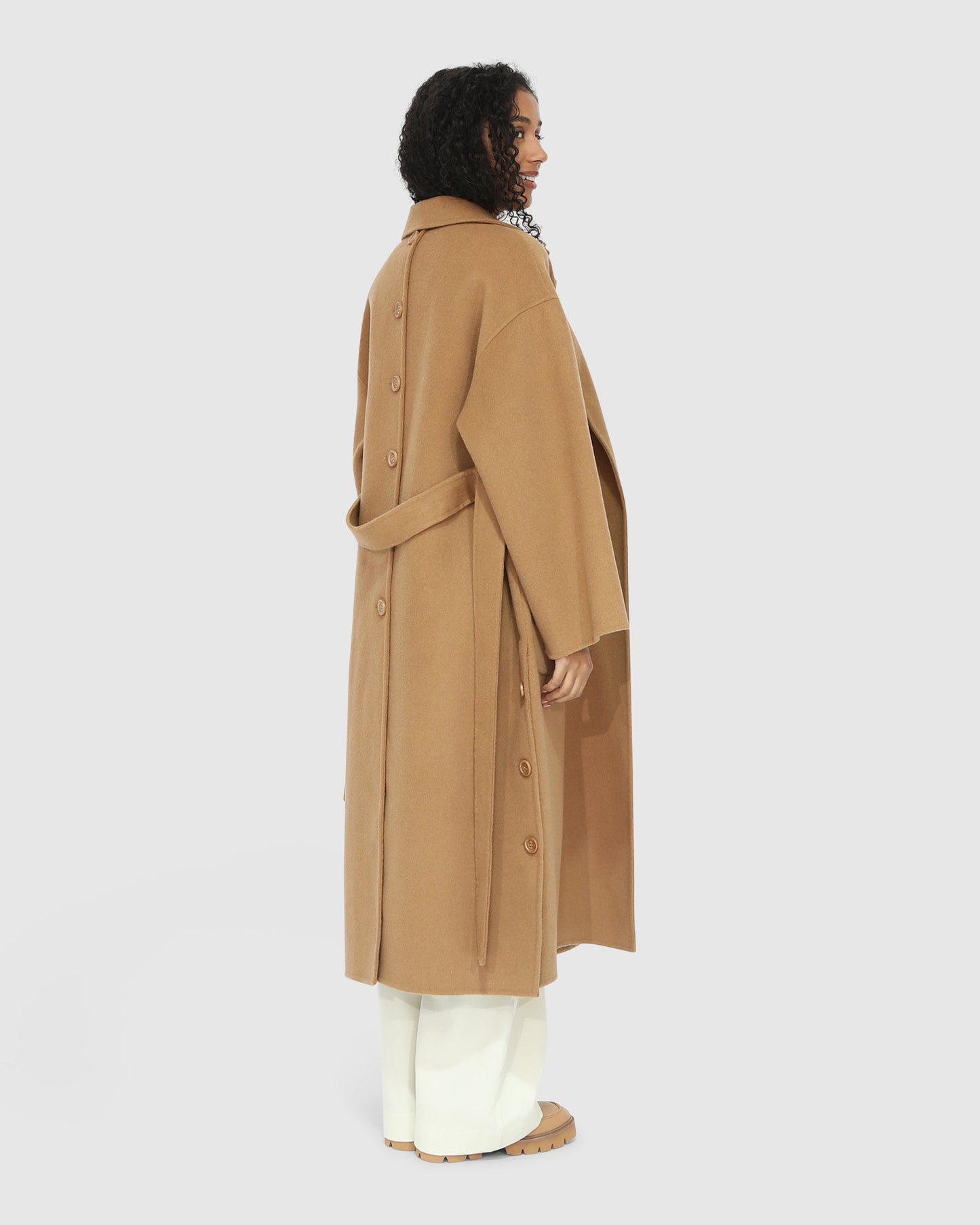 Wide Awake Split Hem Overcoat - Camel