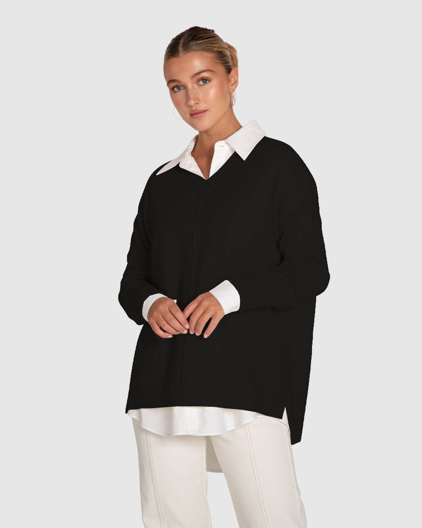 Wonder Of You Cashmere Blend Oversized Jumper - Black