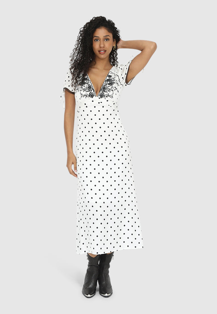 You & I Polka Dot Midi Dress - Black/White