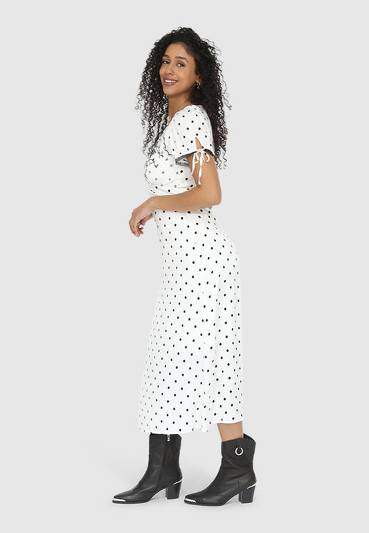 You & I Polka Dot Midi Dress - Black/White