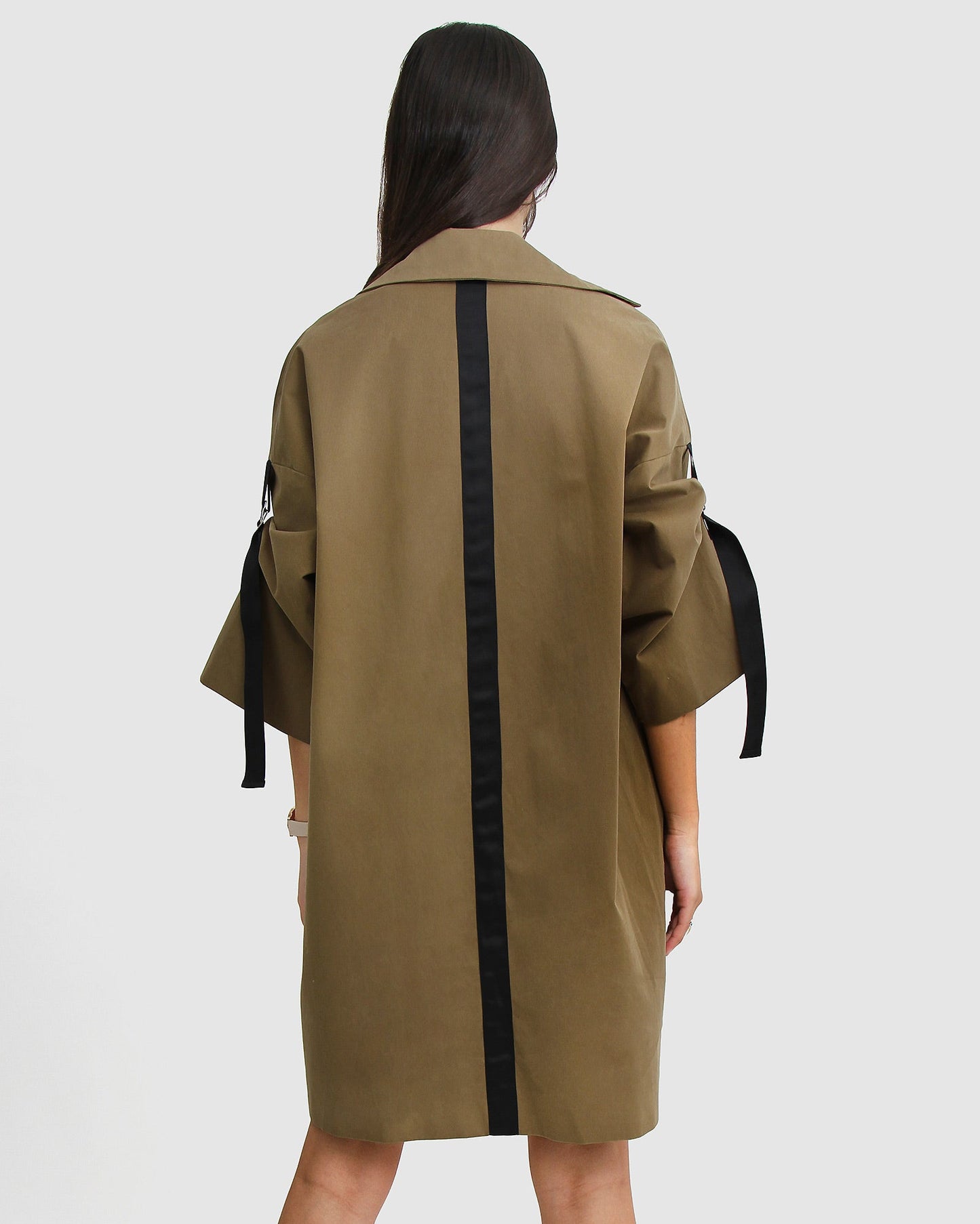 Russian Romance Oversized Trench Coat - Military