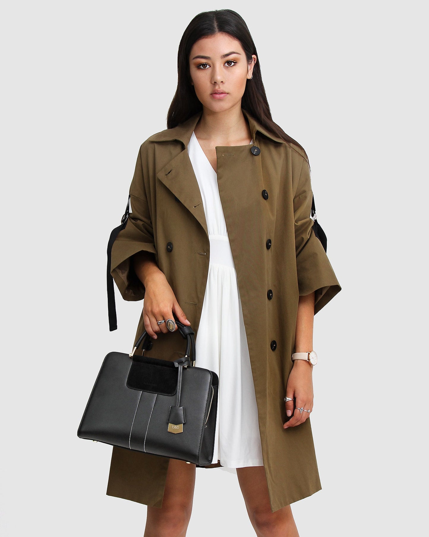 Russian Romance Oversized Trench Coat - Military