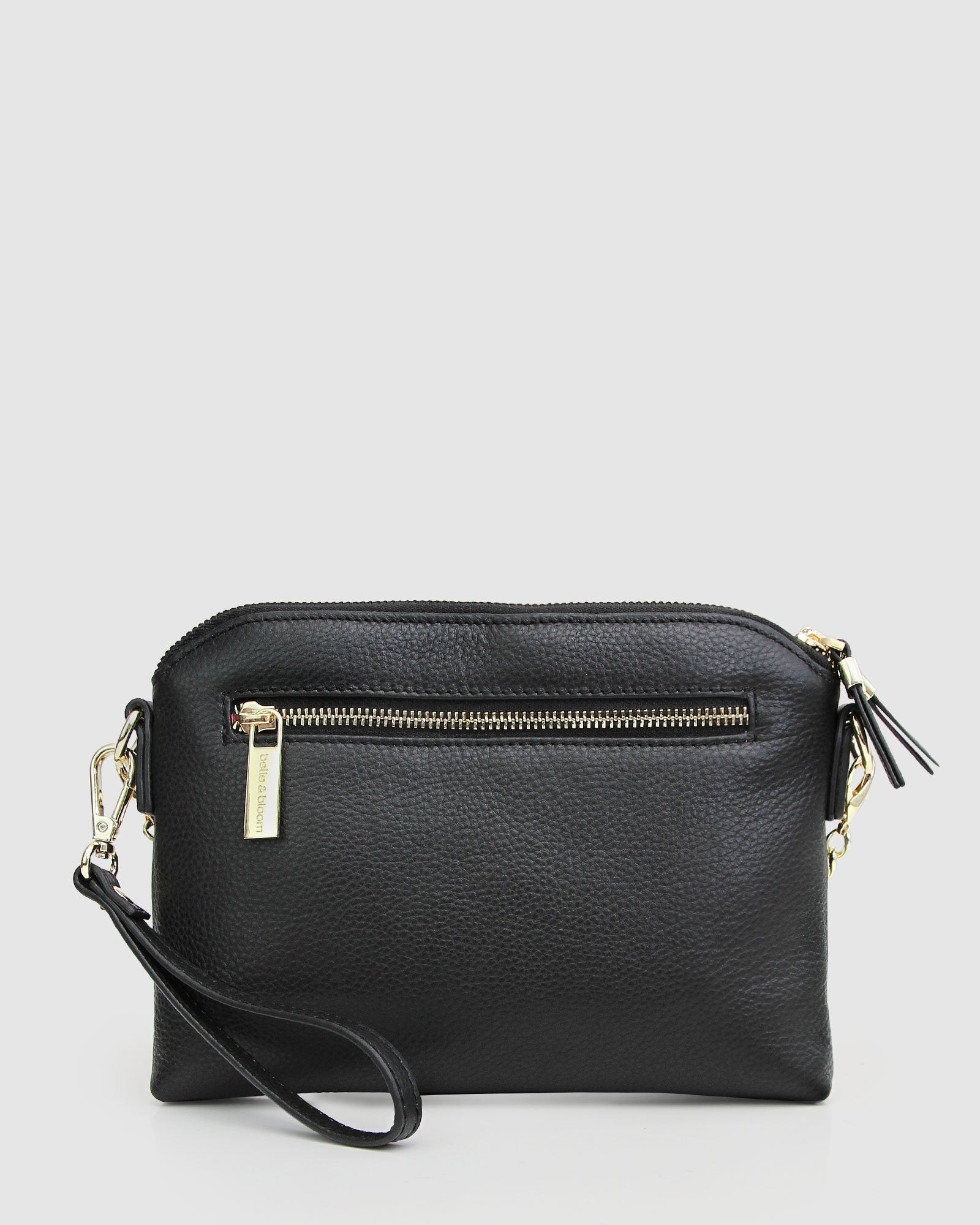 Internal zippered pocket black women shoulder bag