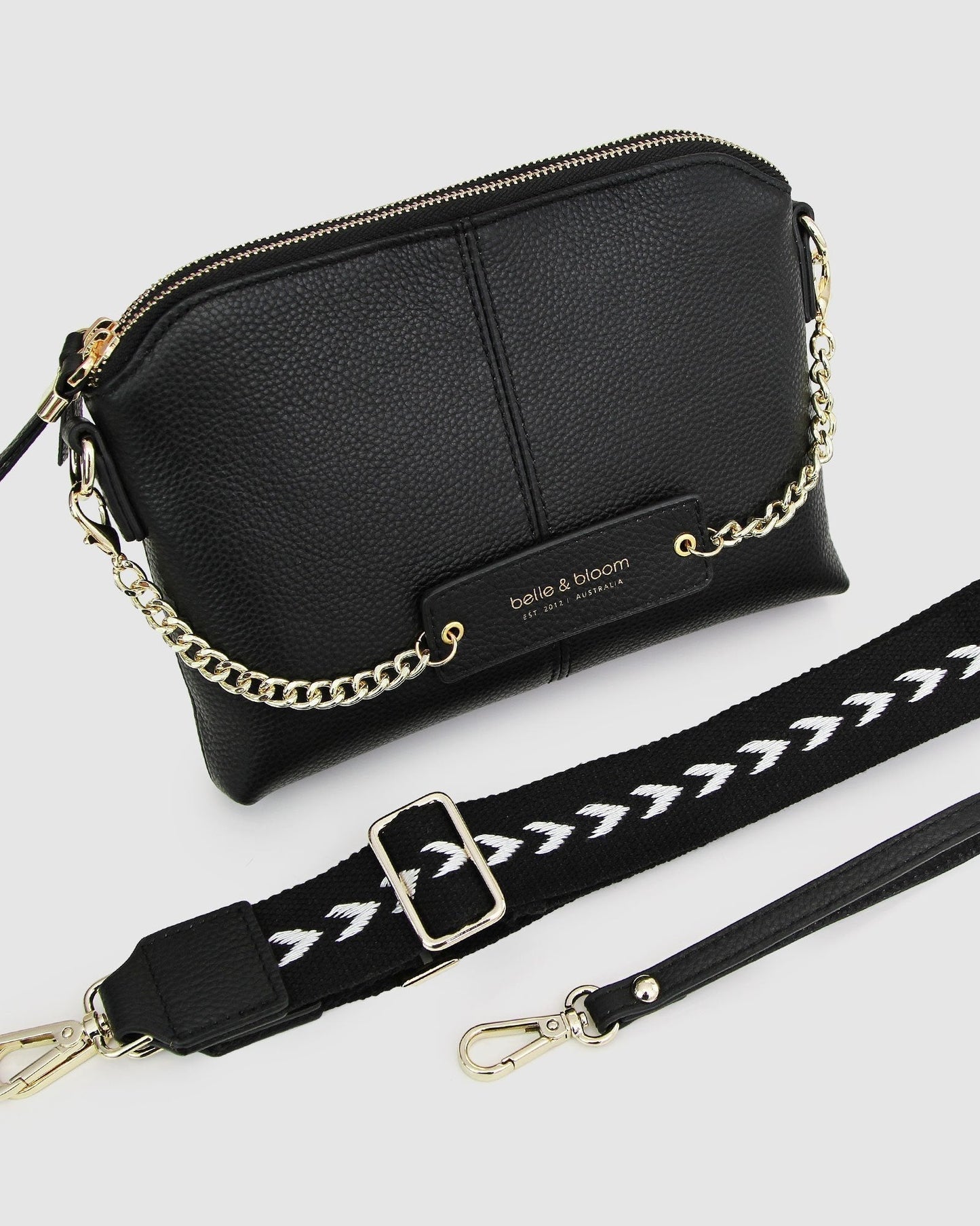 Detachable decoration chain black women's shoulder bag